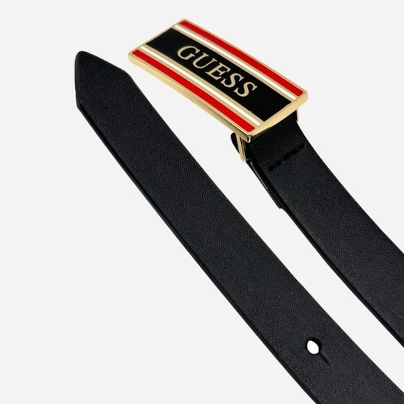 New Guess Women’s Black Belt with Red Accent
